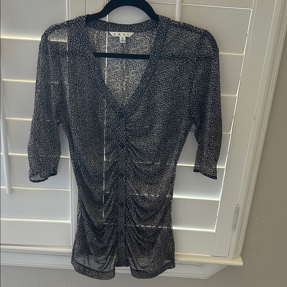 CAbi Black and White Patterned Top